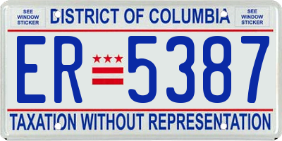 DC license plate ER5387