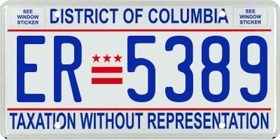 DC license plate ER5389