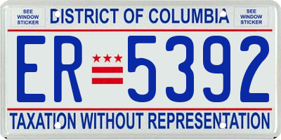 DC license plate ER5392