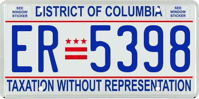 DC license plate ER5398