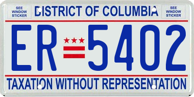 DC license plate ER5402