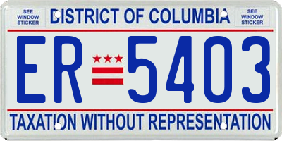DC license plate ER5403
