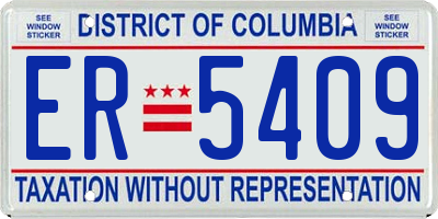 DC license plate ER5409