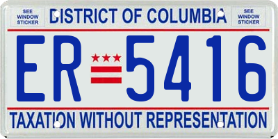 DC license plate ER5416