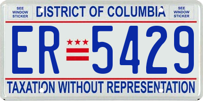DC license plate ER5429