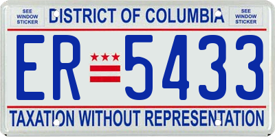 DC license plate ER5433