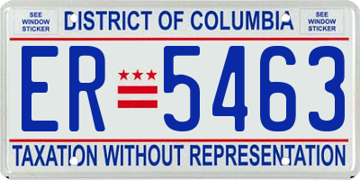 DC license plate ER5463