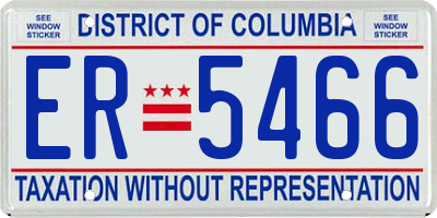 DC license plate ER5466