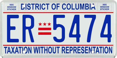 DC license plate ER5474