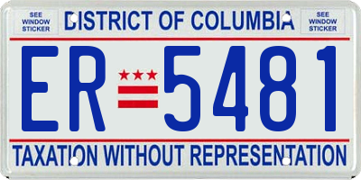 DC license plate ER5481