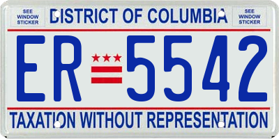 DC license plate ER5542