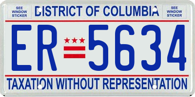 DC license plate ER5634