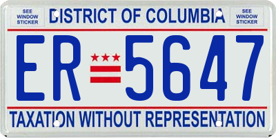 DC license plate ER5647