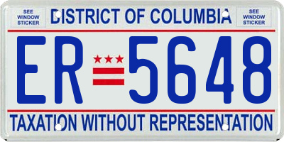 DC license plate ER5648