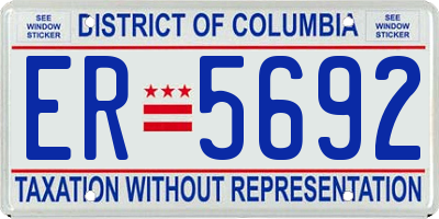 DC license plate ER5692