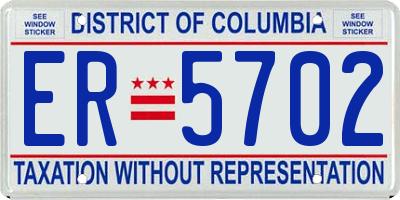 DC license plate ER5702