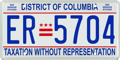 DC license plate ER5704