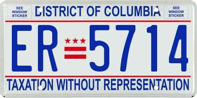 DC license plate ER5714
