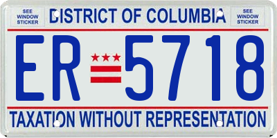 DC license plate ER5718