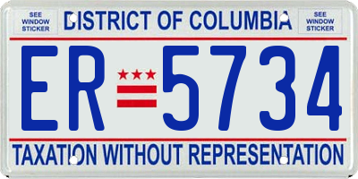 DC license plate ER5734