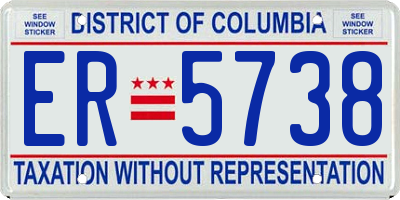 DC license plate ER5738