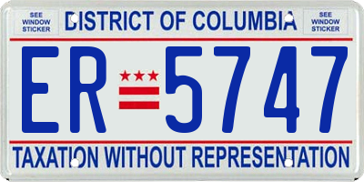 DC license plate ER5747