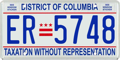 DC license plate ER5748