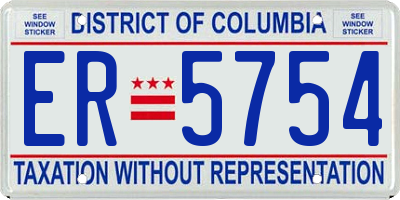 DC license plate ER5754