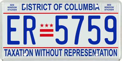 DC license plate ER5759