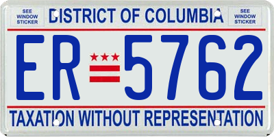DC license plate ER5762