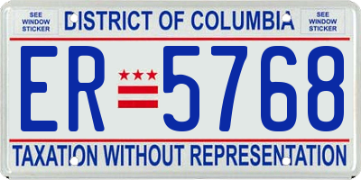DC license plate ER5768