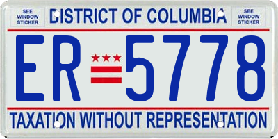 DC license plate ER5778