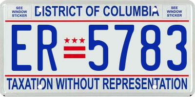 DC license plate ER5783