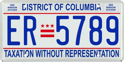 DC license plate ER5789