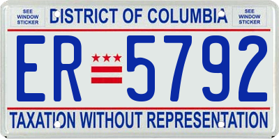 DC license plate ER5792