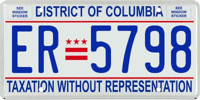 DC license plate ER5798