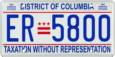 DC license plate ER5800