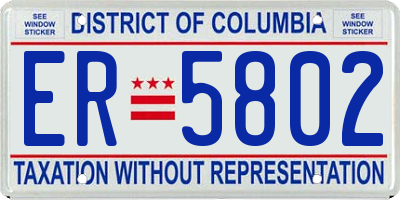 DC license plate ER5802