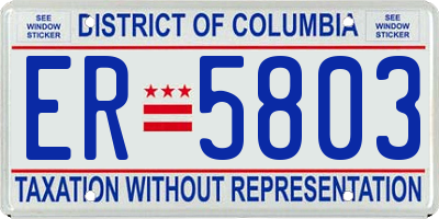DC license plate ER5803