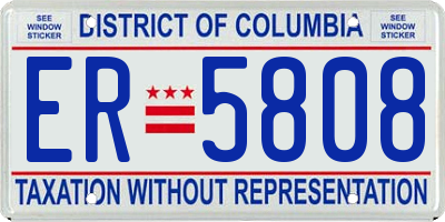 DC license plate ER5808