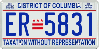 DC license plate ER5831