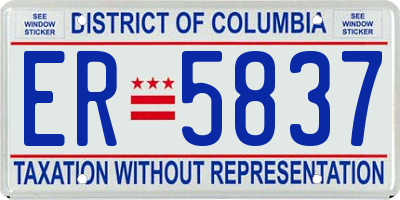 DC license plate ER5837