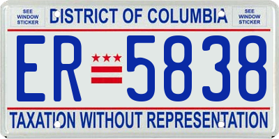DC license plate ER5838