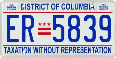 DC license plate ER5839