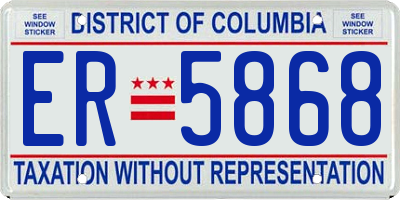 DC license plate ER5868