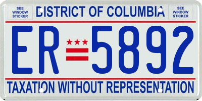DC license plate ER5892