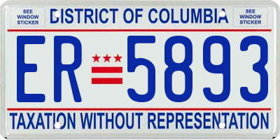 DC license plate ER5893