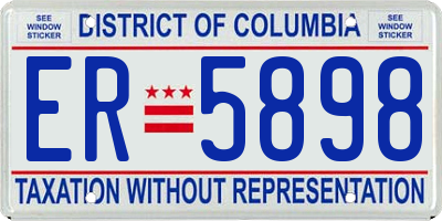 DC license plate ER5898