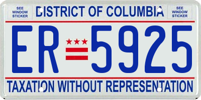 DC license plate ER5925