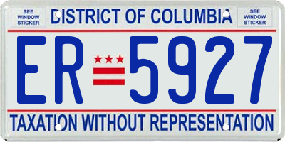 DC license plate ER5927